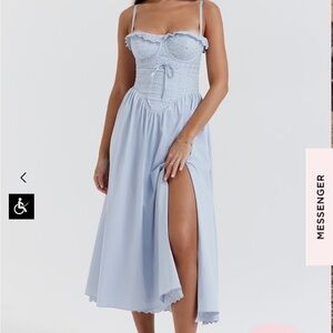 House of CB Jaime soft blue cotton broderie Angela is midi sundress
